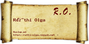 Réthi Olga névjegykártya